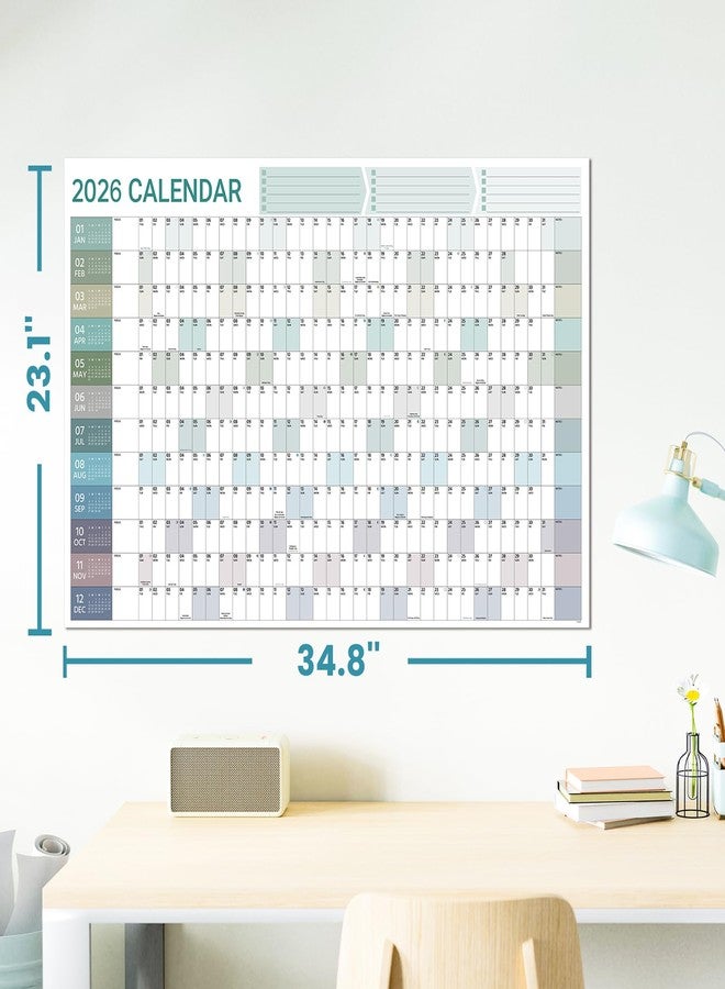 Coboll 2026 Yearly Wall Calendar - 2026 Wall Calendar in One Page, January - December, 34.8'' x 23.1'', Thick Paper Folded, 2026 Yearly Calendars 12 Months with Round Stickers - Image 5